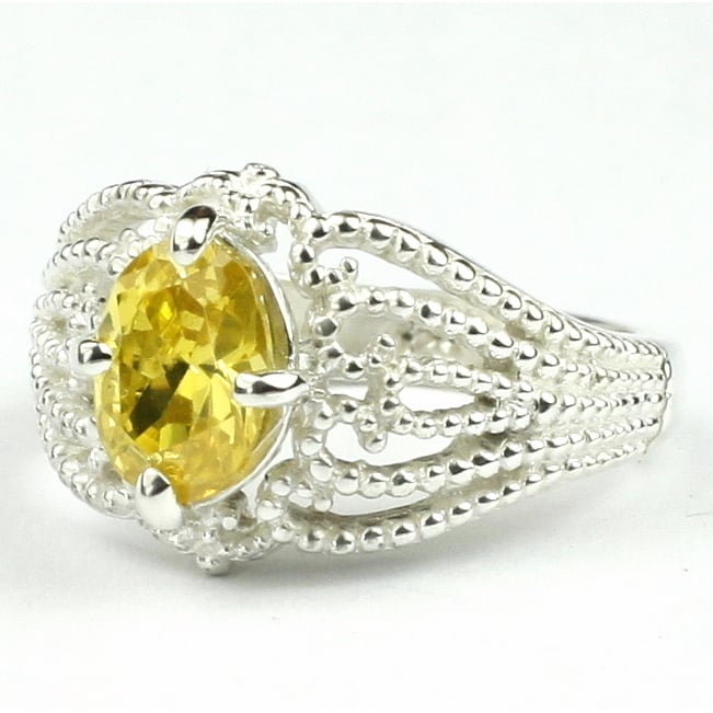 SR365 Golden Yellow CZ 925 Sterling Silver Ladies Ring Image 2