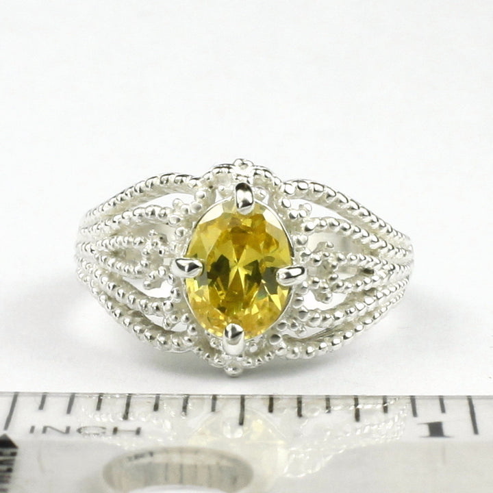 SR365 Golden Yellow CZ 925 Sterling Silver Ladies Ring Image 4