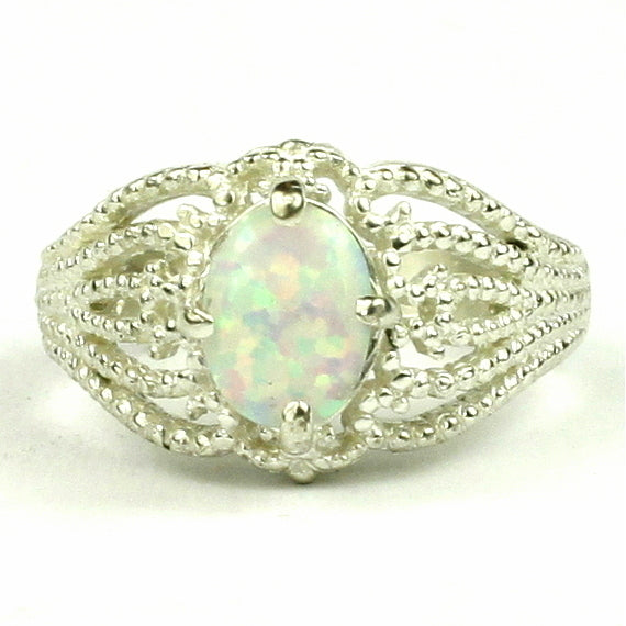 SR365 Created White Opal 925 Sterling Silver Ladies Ring Image 1