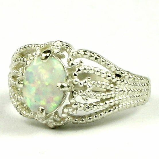 SR365 Created White Opal 925 Sterling Silver Ladies Ring Image 2