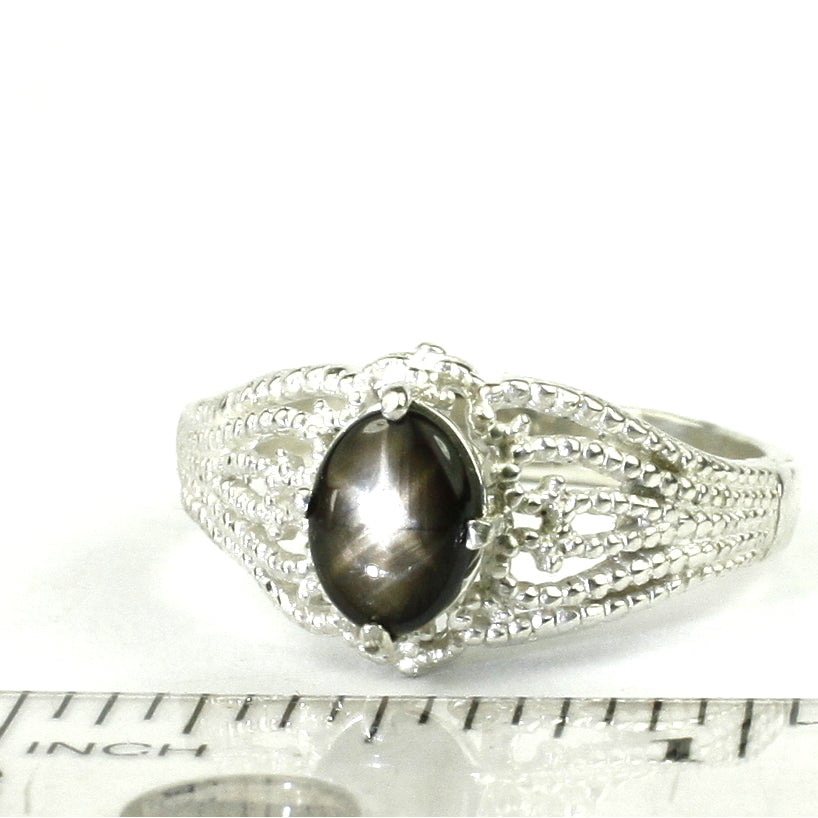 SR365 Black Star Sapphire 925 Sterling Silver Ladies Ring Image 4