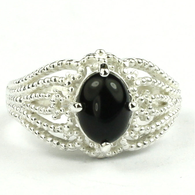 SR365 Black Onyx 925 Sterling Silver Ladies Ring Image 1