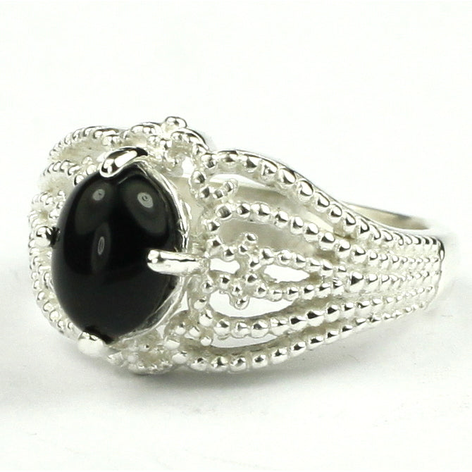 SR365 Black Onyx 925 Sterling Silver Ladies Ring Image 2