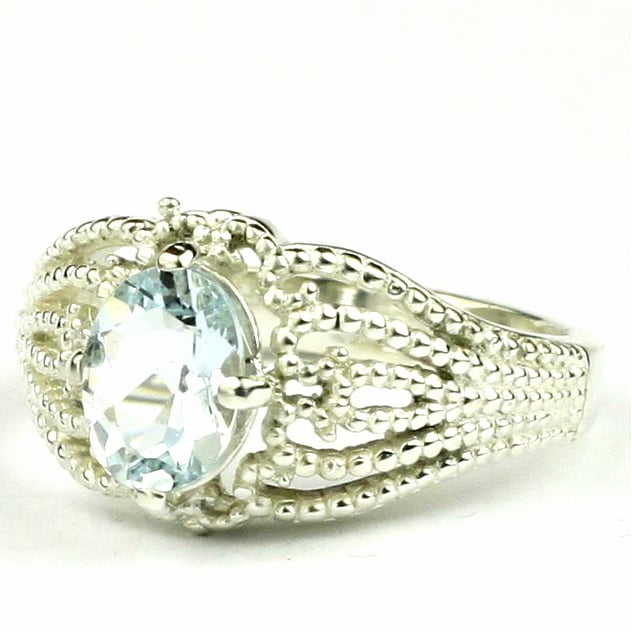 SR365 Aquamarine 925 Sterling Silver Ladies Ring Image 2