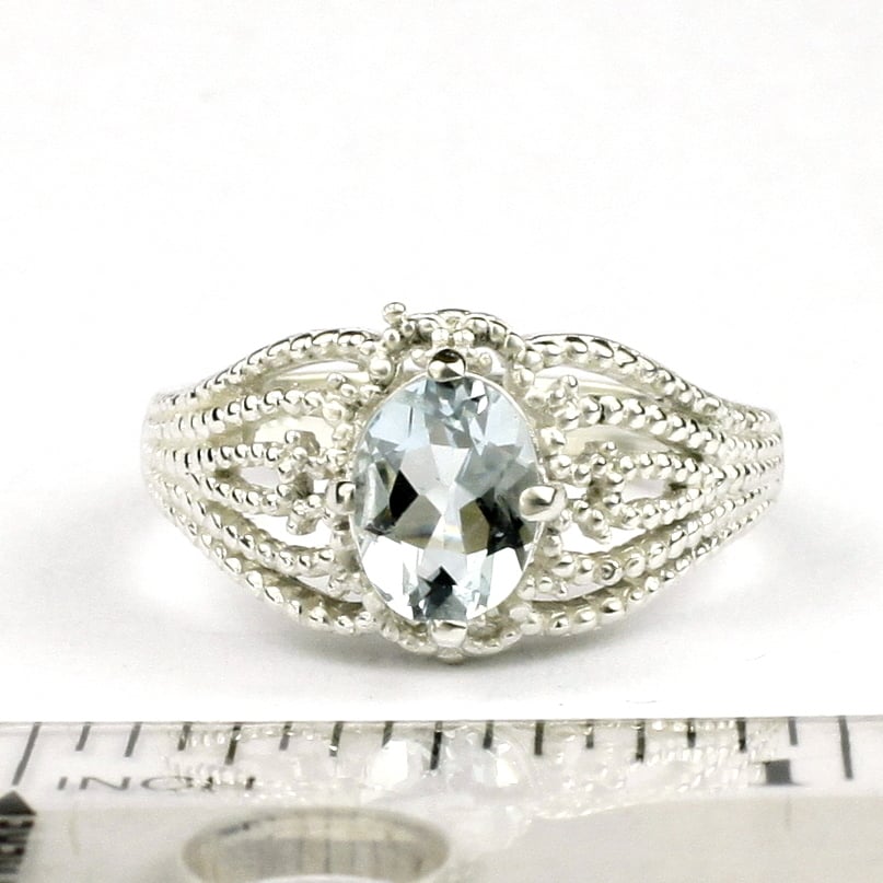 SR365 Aquamarine 925 Sterling Silver Ladies Ring Image 4