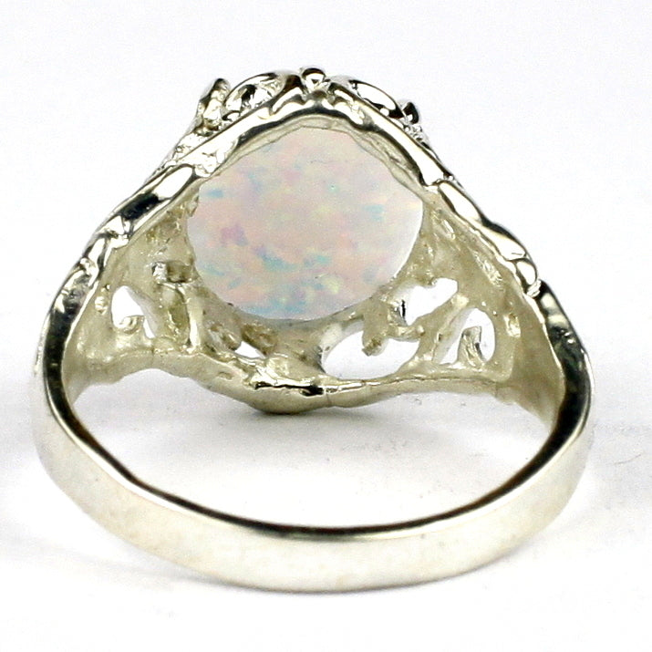 SR114 12x10mm Created White Opal 925 Sterling Silver Ring Image 4