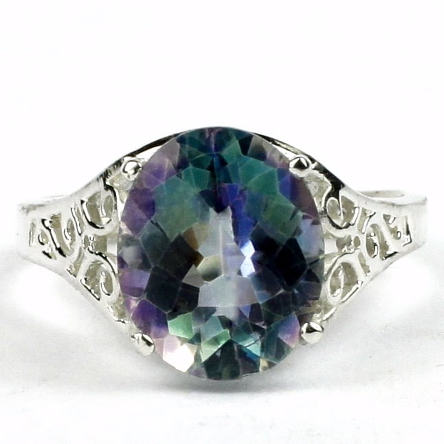 SR057 Neptune Garden Topaz 925 Sterling Silver Ring Image 1