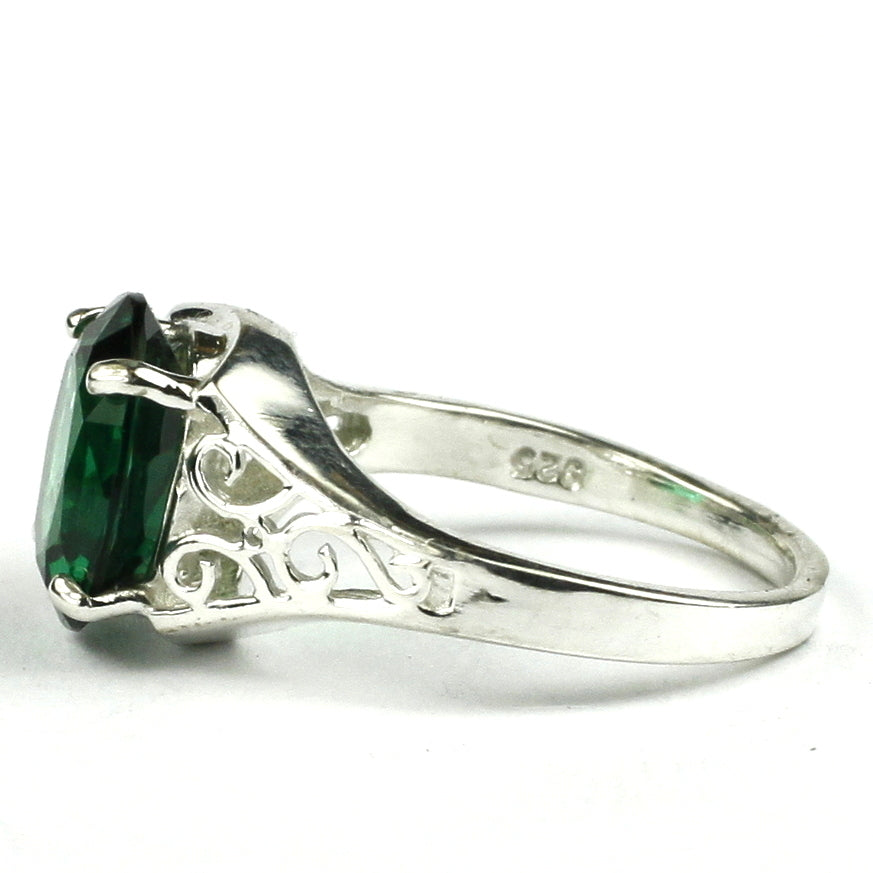 SR057 Created Emerald 925 Sterling Silver Ring Image 3