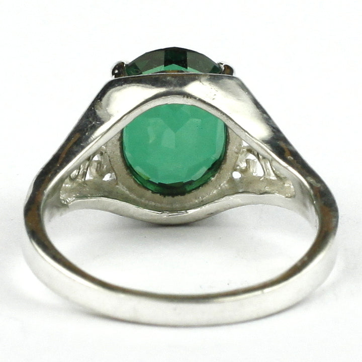 SR057 Created Emerald 925 Sterling Silver Ring Image 4