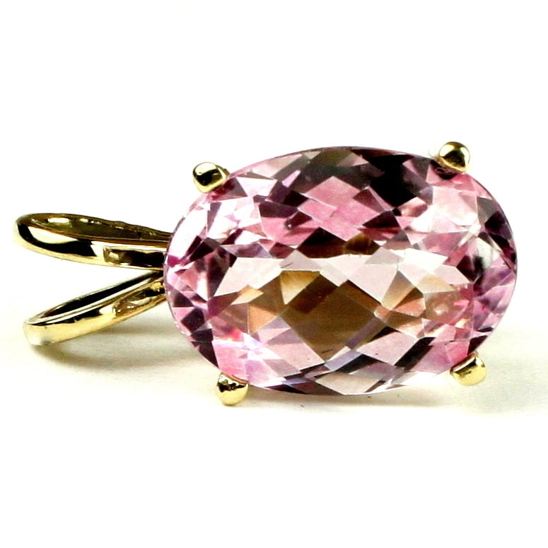 14K Gold Pendant Pure Pink Topaz P040 Image 1