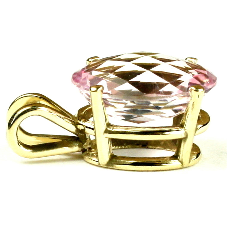 14K Gold Pendant Pure Pink Topaz P040 Image 2