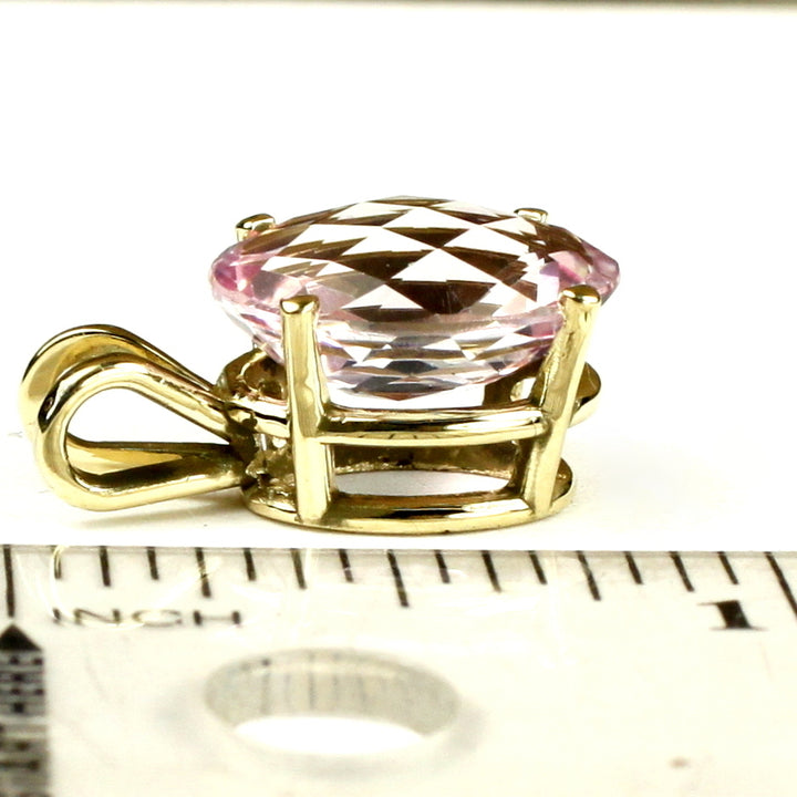 14K Gold Pendant Pure Pink Topaz P040 Image 4