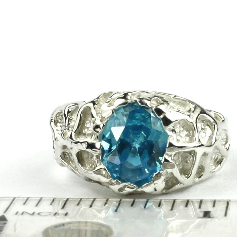 Sterling Silver Mens Ring Swiss Blue CZ SR168 Image 4