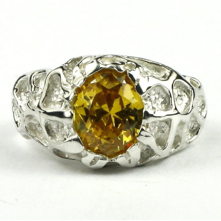 Sterling Silver Mens Ring Golden Yellow CZ  SR168 Image 1