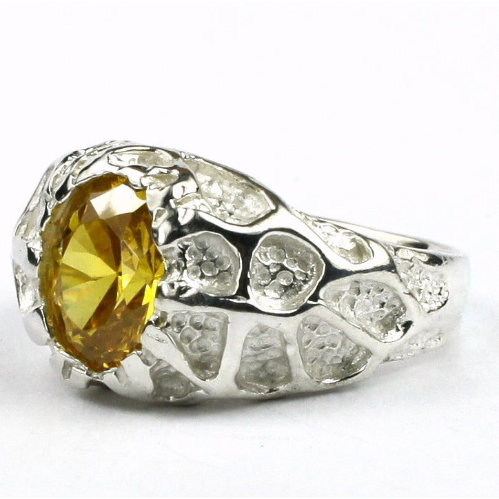 Sterling Silver Mens Ring Golden Yellow CZ SR168 Image 2