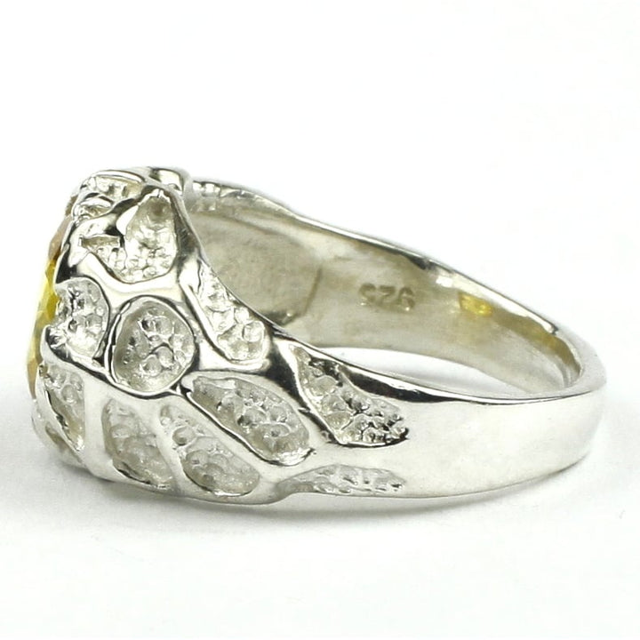 Sterling Silver Mens Ring Golden Yellow CZ SR168 Image 3