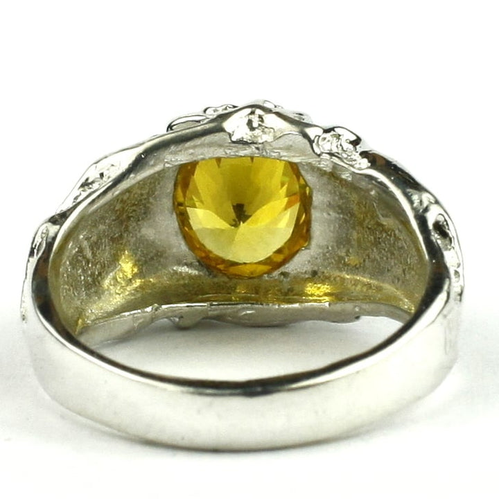 Sterling Silver Mens Ring Golden Yellow CZ SR168 Image 4