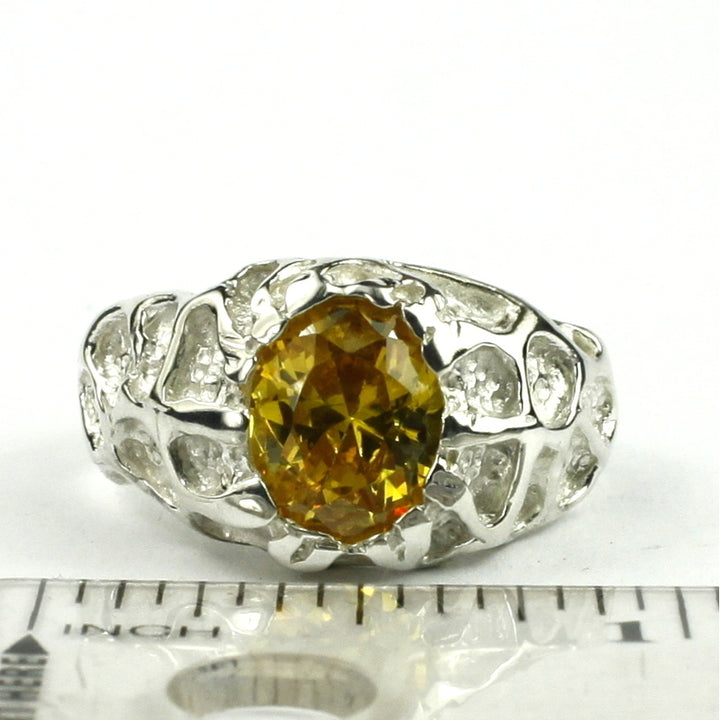 Sterling Silver Mens Ring Golden Yellow CZ  SR168 Image 4