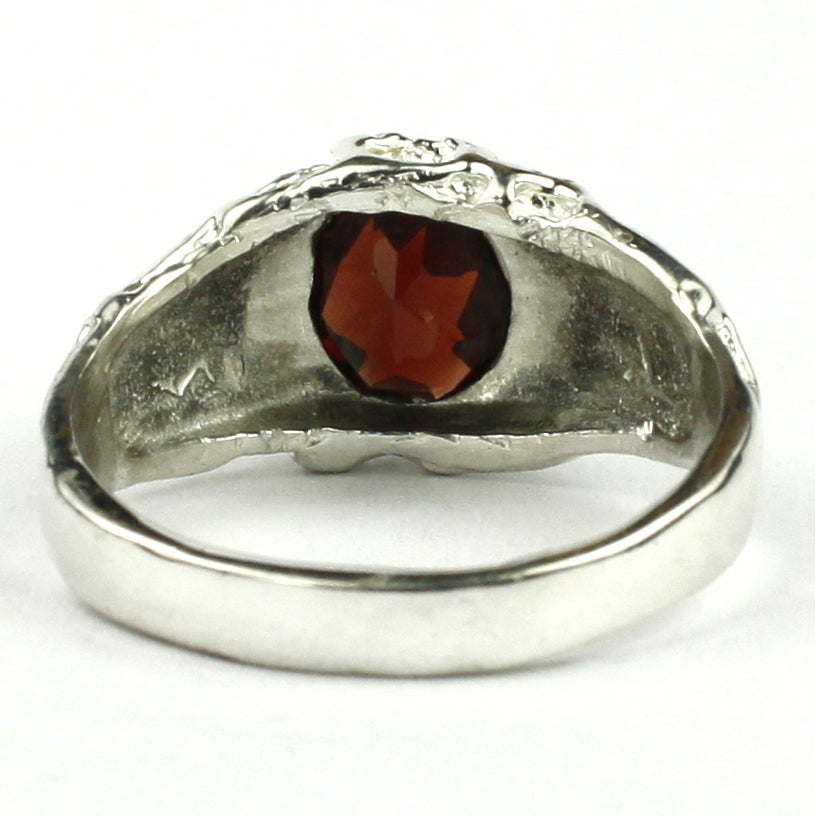 Sterling Silver Mens Ring Mozambique Garnet SR168 Image 4