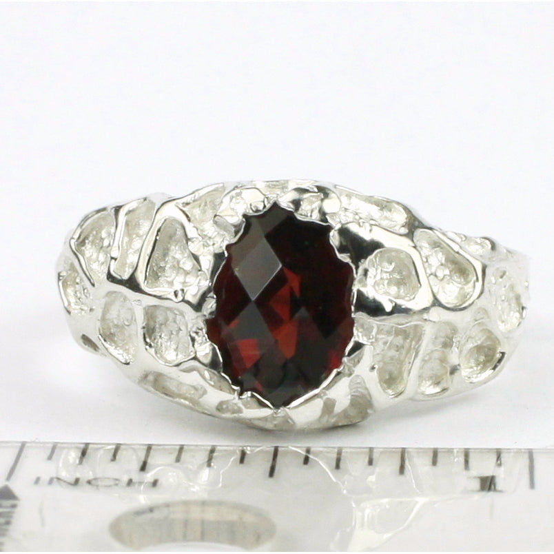 Sterling Silver Mens Ring Mozambique Garnet SR168 Image 4