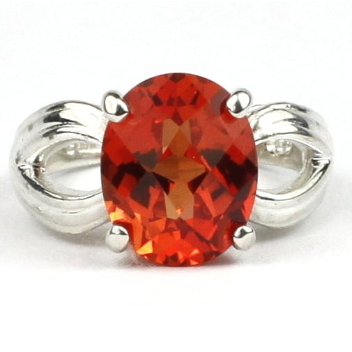 SR361 Created Padparadsha Sapphire 925 Sterling Silver Ring Image 1