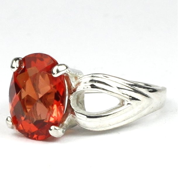 SR361 Created Padparadsha Sapphire 925 Sterling Silver Ring Image 2