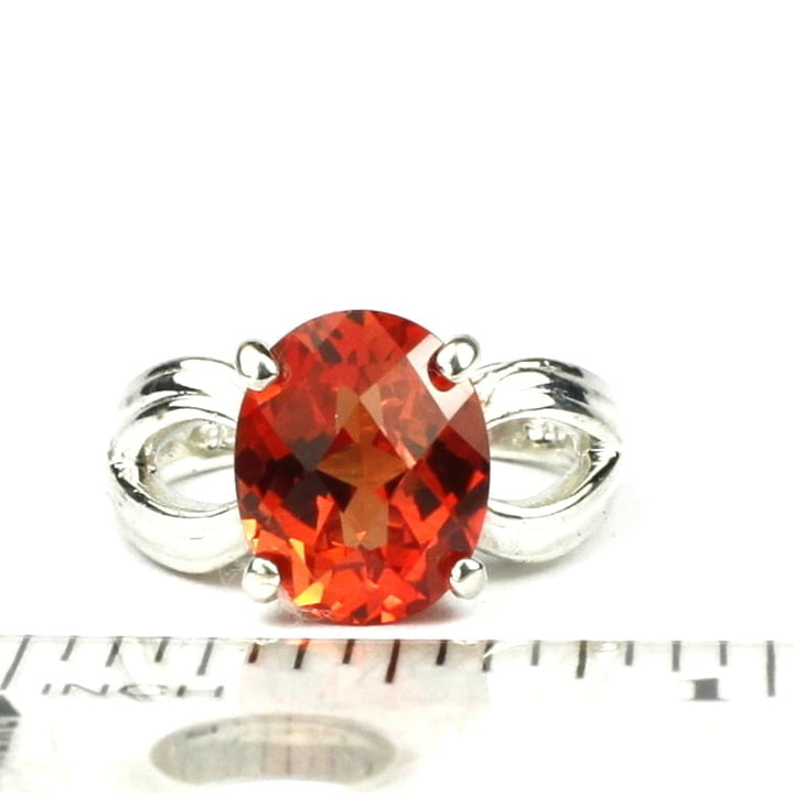 SR361 Created Padparadsha Sapphire 925 Sterling Silver Ring Image 4