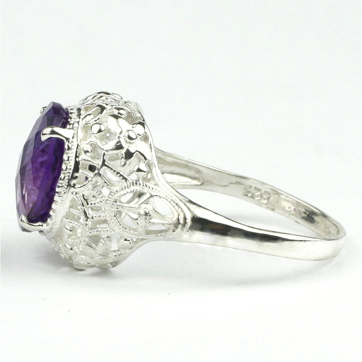 Sterling Silver Antique Style Filigree Amethyst Ring SR009 Image 3