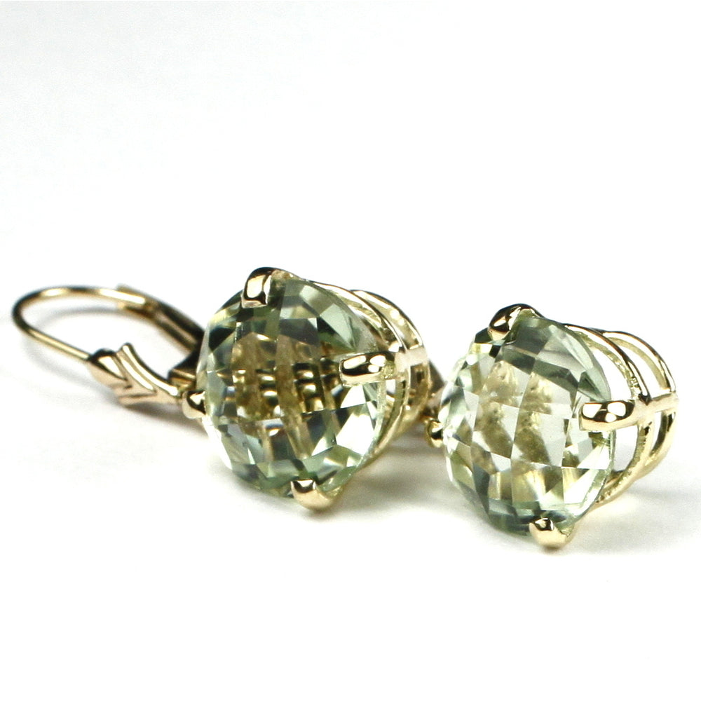 14K Leverback Earrings Green Amethyst (Prasiolite) E117 Image 2