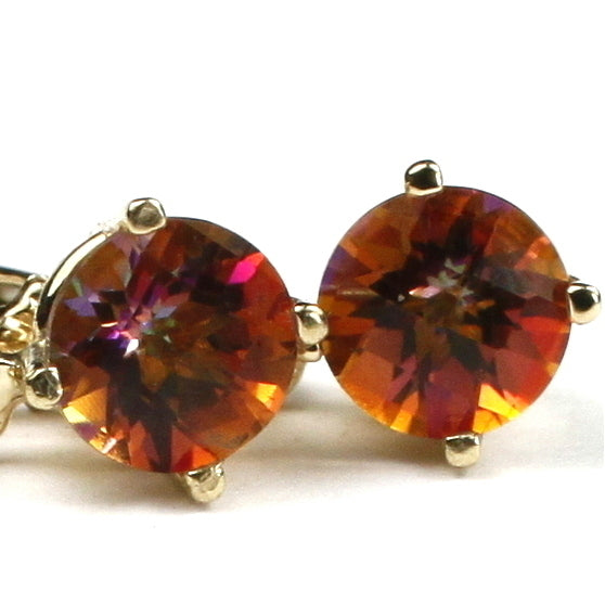 14KY Gold Leverback Earrings Twilight Fire Topaz E017 Image 1