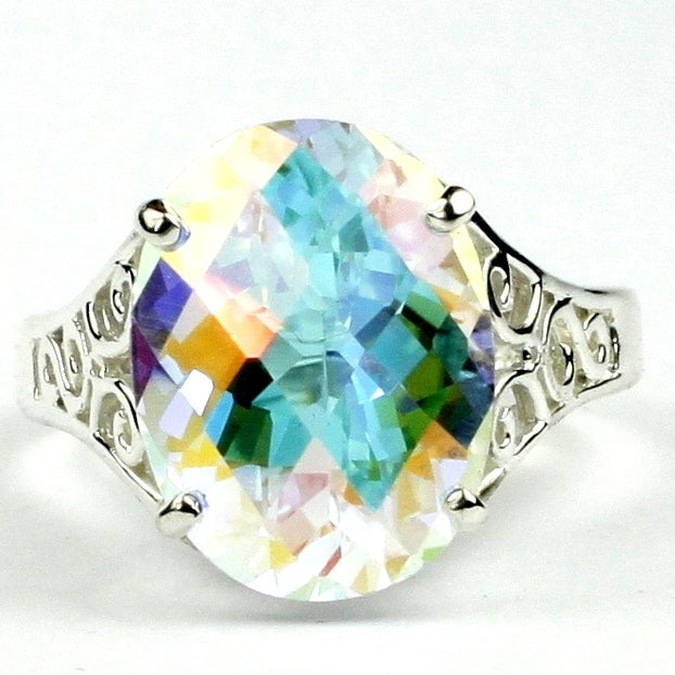 Sterling Silver Ladies Ring Mercury Mist Topaz SR049 Image 1