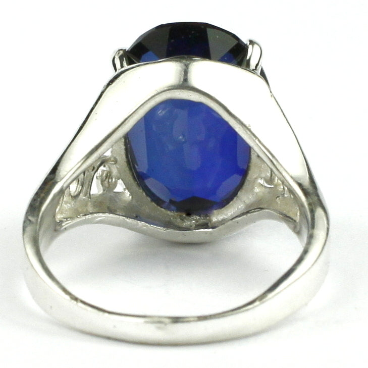 Sterling Silver Ladies Ring Created Blue Sapphire SR049 Image 4