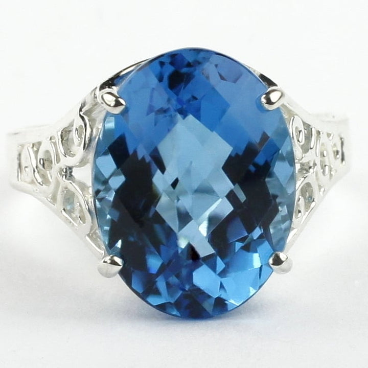 Sterling Silver Ladies Ring Swiss Blue Topaz SR049 Image 1