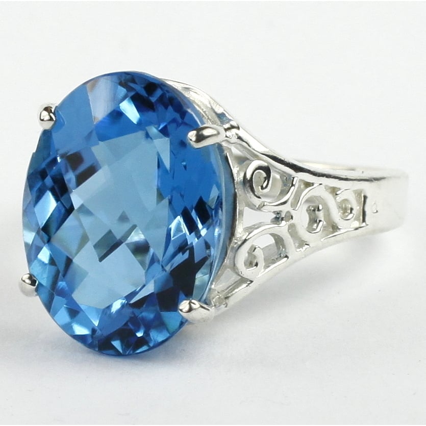 Sterling Silver Ladies Ring Swiss Blue Topaz SR049 Image 2