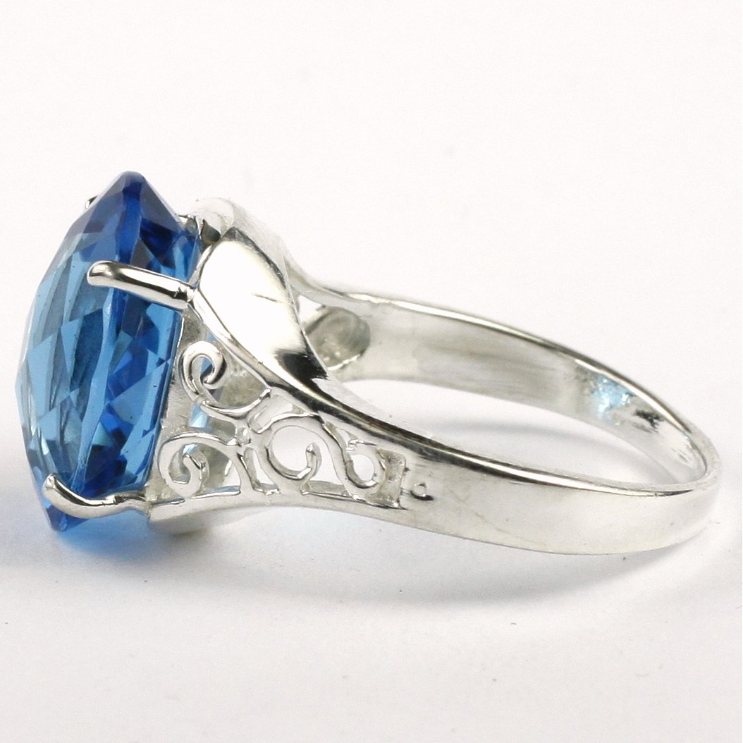 Sterling Silver Ladies Ring Swiss Blue Topaz SR049 Image 3