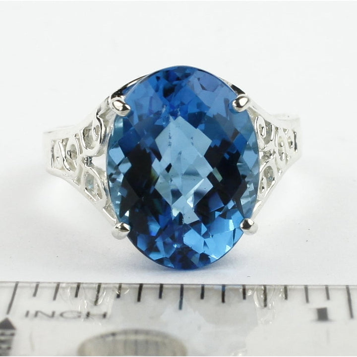 Sterling Silver Ladies Ring Swiss Blue Topaz SR049 Image 4