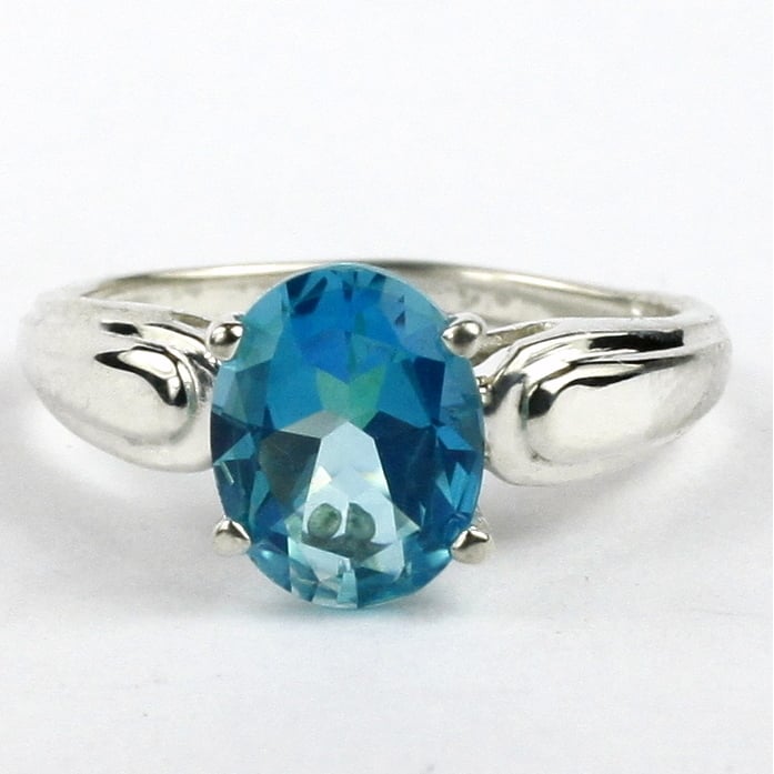 SR058 9x7mm Paraiba Topaz 925 Sterling Silver Ring Image 1