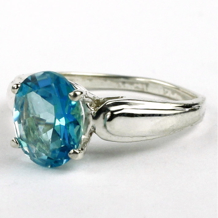 SR058 9x7mm Paraiba Topaz 925 Sterling Silver Ring Image 2