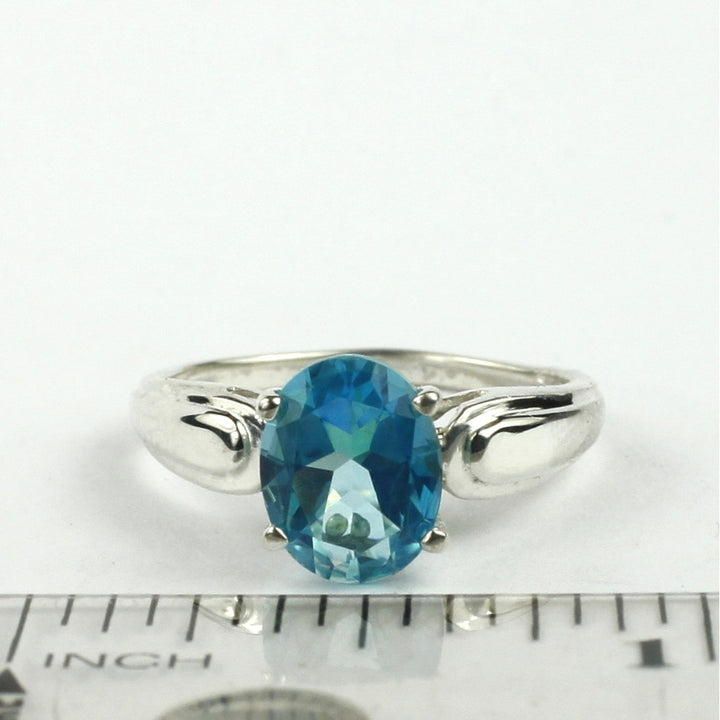 SR058 9x7mm Paraiba Topaz 925 Sterling Silver Ring Image 4