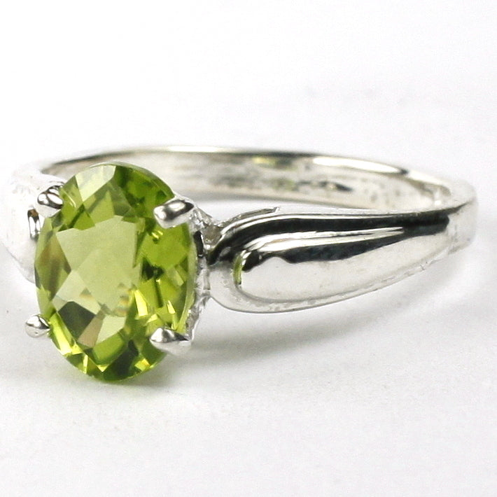 SR058 9x7mm Peridot 925 Sterling Silver Ring Image 2