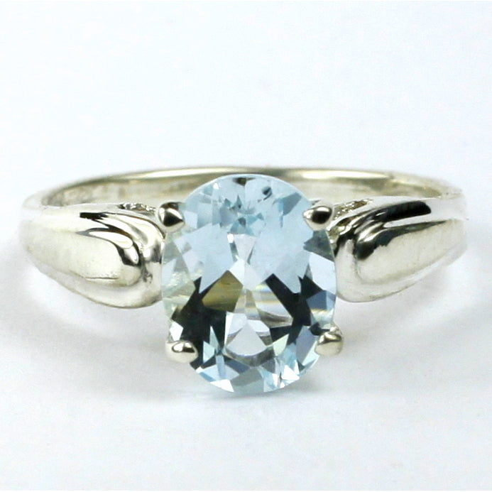 SR058 9x7mm Aquamarine 925 Sterling Silver Ring Image 1