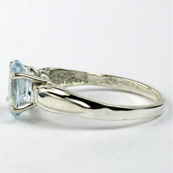 SR058 9x7mm Aquamarine 925 Sterling Silver Ring Image 3