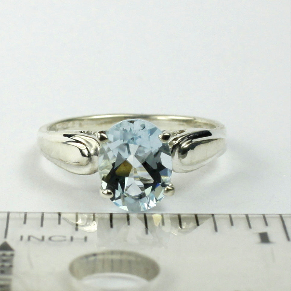 SR058 9x7mm Aquamarine 925 Sterling Silver Ring Image 4