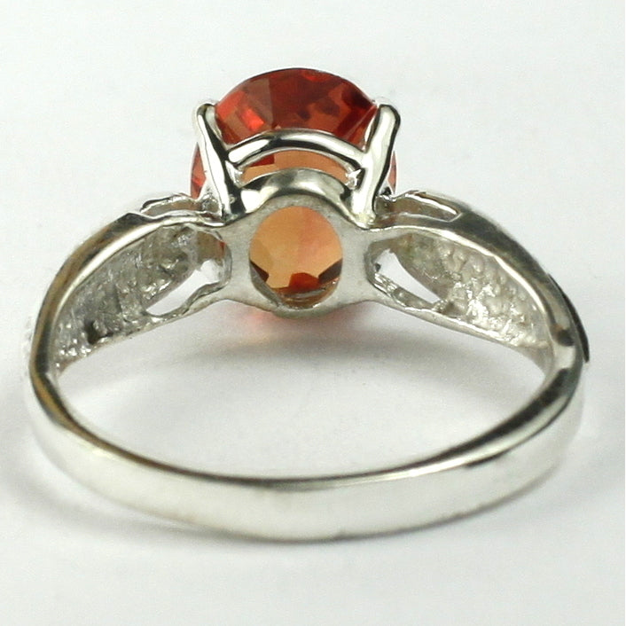 SR058 9x7mm Created Padparadsha Sapphire 925 Sterling Silver Ring Image 4