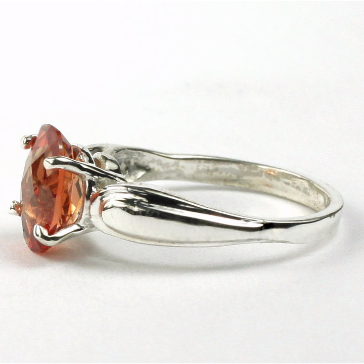 SR058 9x7mm Created Padparadsha Sapphire 925 Sterling Silver Ring Image 3