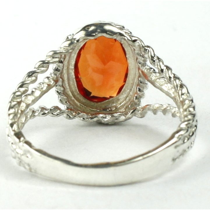 SR070 9x7mm Created Padparadsha Sapphire 925 Sterling Silver Ring Image 4