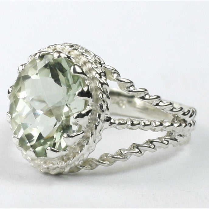 SR070 9x7mm Green Amethyst 925 Sterling Silver Ring Image 2