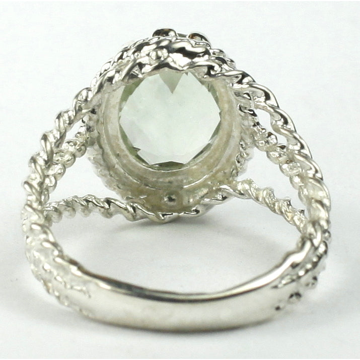 SR070 9x7mm Green Amethyst 925 Sterling Silver Ring Image 4