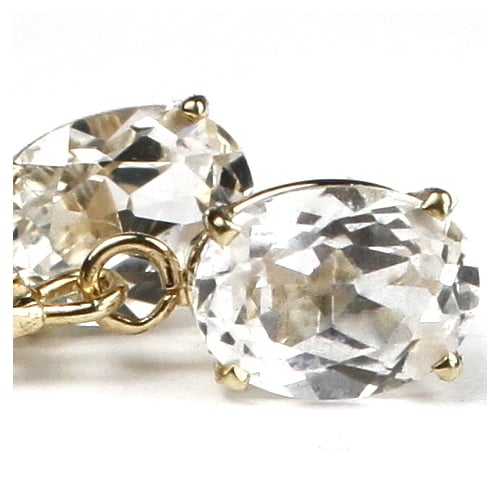 14KY Gold Leverback Earrings Cubic Zirconia E007 Image 1