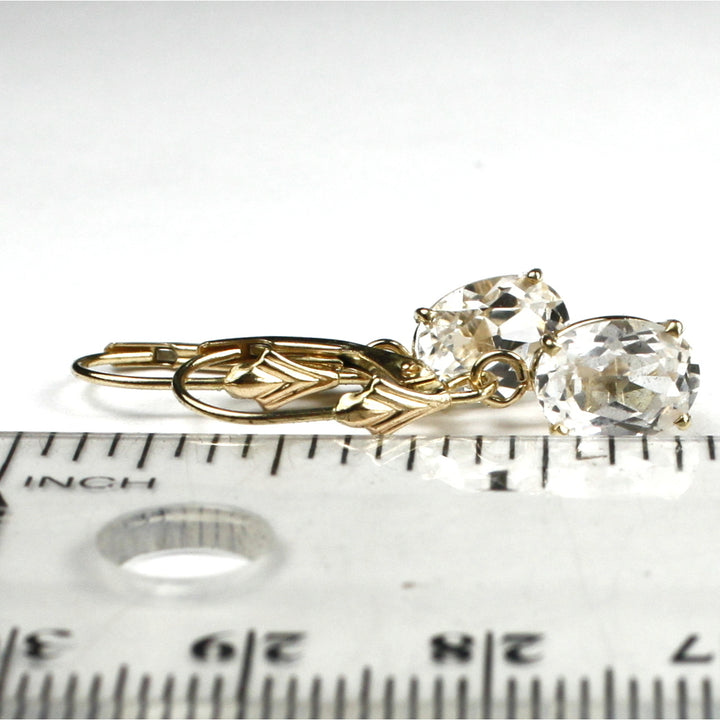 14KY Gold Leverback Earrings Cubic Zirconia E007 Image 4